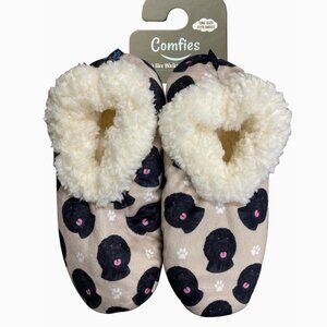 Comfies Black Labradoodle Slippers - Sherpa Lined bootie style slippers NWT
